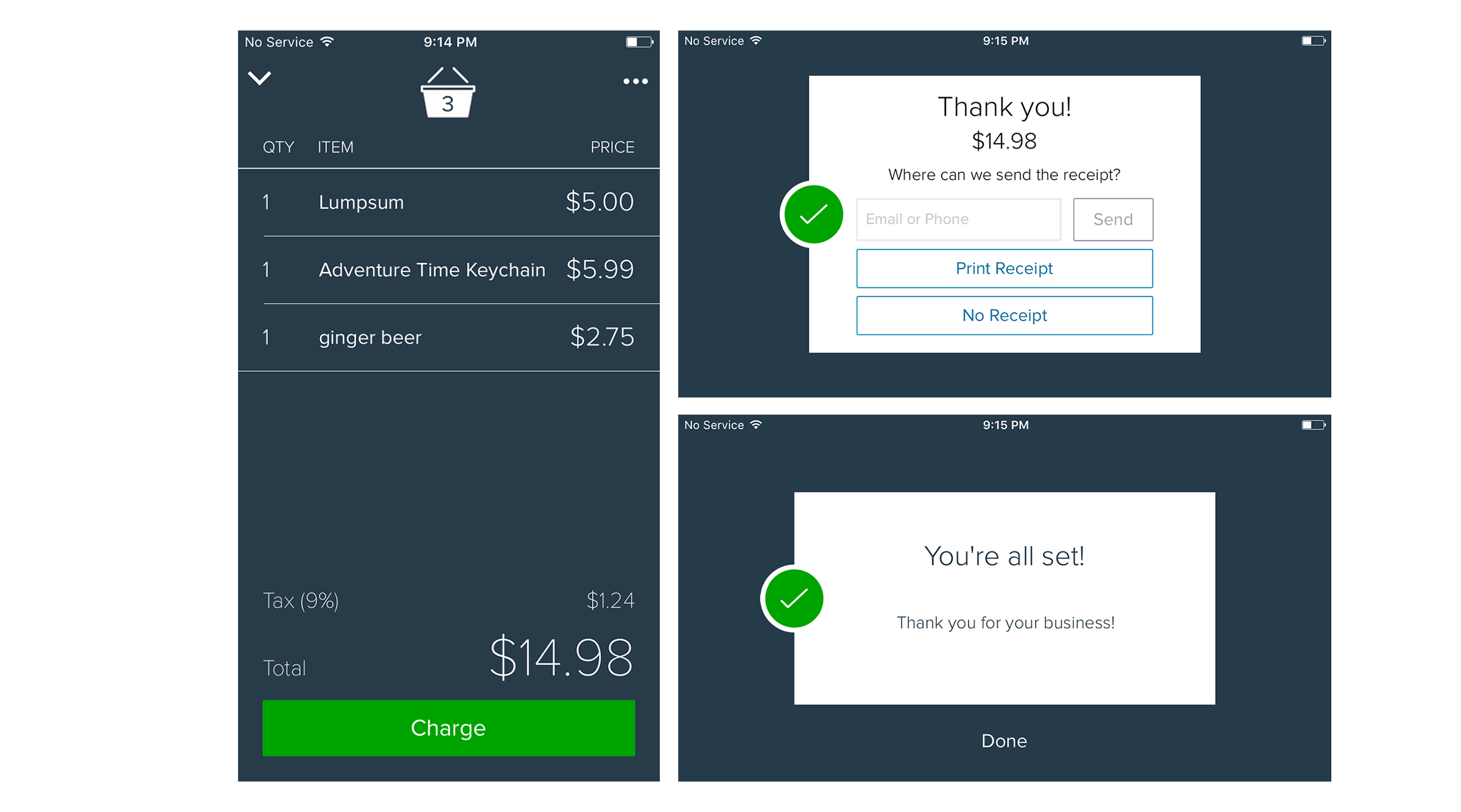Prototype screens